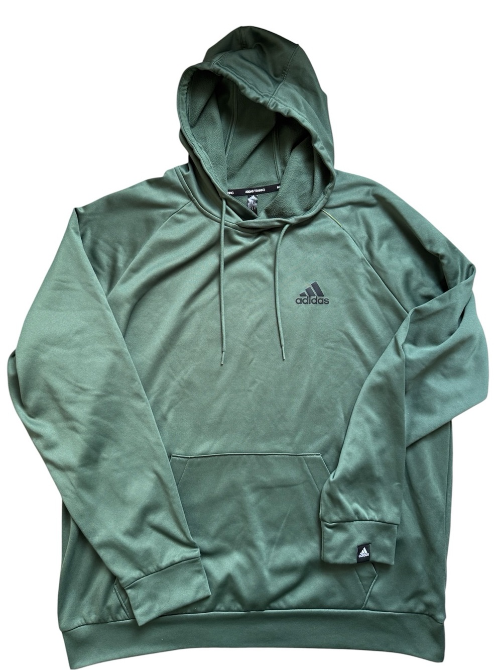 Adidas Training Hoodie Mens XL Green Fleece Logo Kangaroo Pocket Athletic
